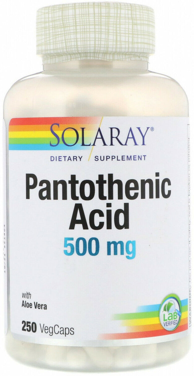 Pantothenic Acid 500 mg, 250 Capsules , Brand_Solaray Form_Capsules Potency_500 mg Size_250 Caps