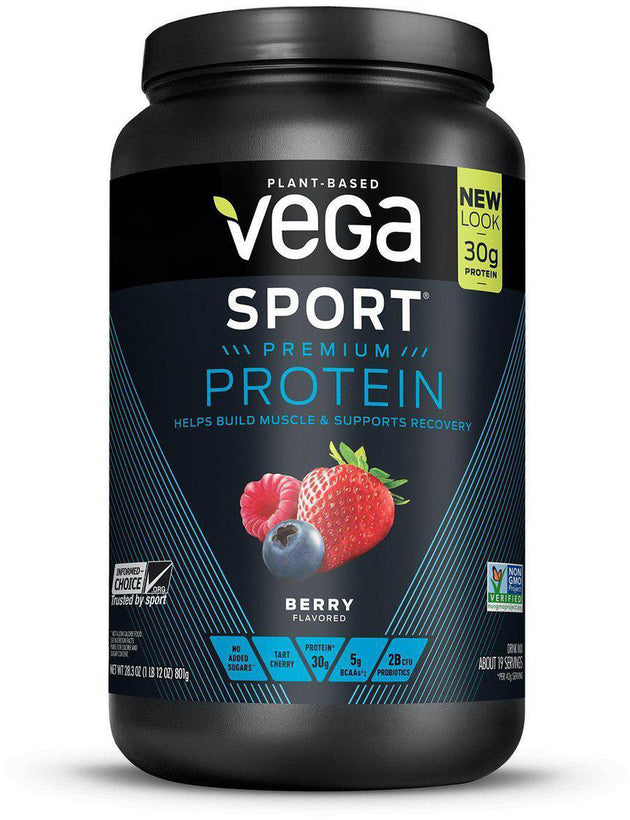 Vega Sport® Premium Protein, Berry Flavor, 1lb 12 oz (801 g) , Brand_Vega Flavor_Berry Form_Powder Size_12 Oz