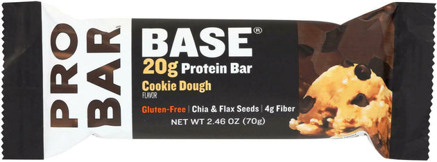 Base® Protein Bar, 20 g of Protein, Cookie Dough Flavor, 2.46 Oz (70 g) Bar , Brand_Pro Bar Flavor_Cookie Dough Form_Bar Potency_20 g Size_2.46 Oz