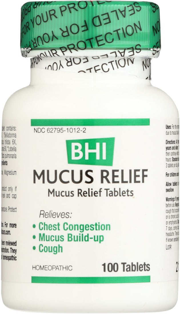 Mucus Relief - Mucus Relief Tablets, 100 Tablets , Brand_Bhi Flavor_Unflavored Form_Tablets Size_100 Count