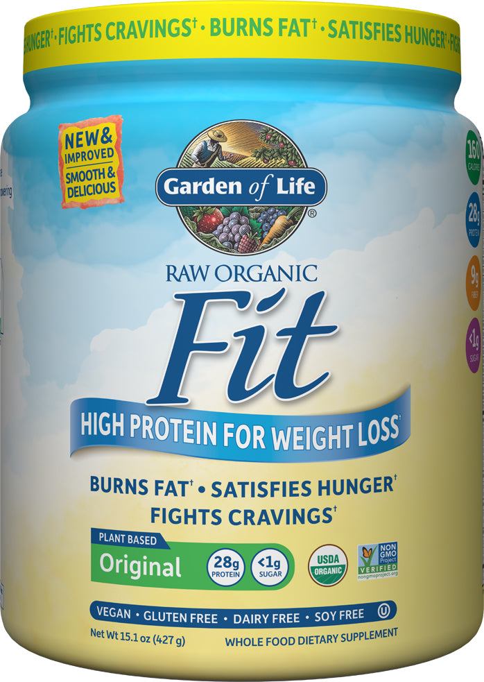 Raw Organic Fit Protein Powder, Original Flavor, 15.1 Oz (427 g) Powder , Brand_Garden of Life Flavor_Original Form_Powder Size_15.1 Oz