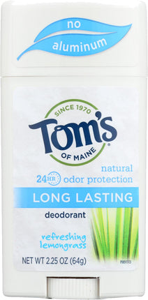 Long Lasting Deodorant, Refreshing Lemongrass Fragrance, 2.25 Oz (64 g) Stick , Brand_Tom's of Maine Form_Stick Size_2.25 Oz