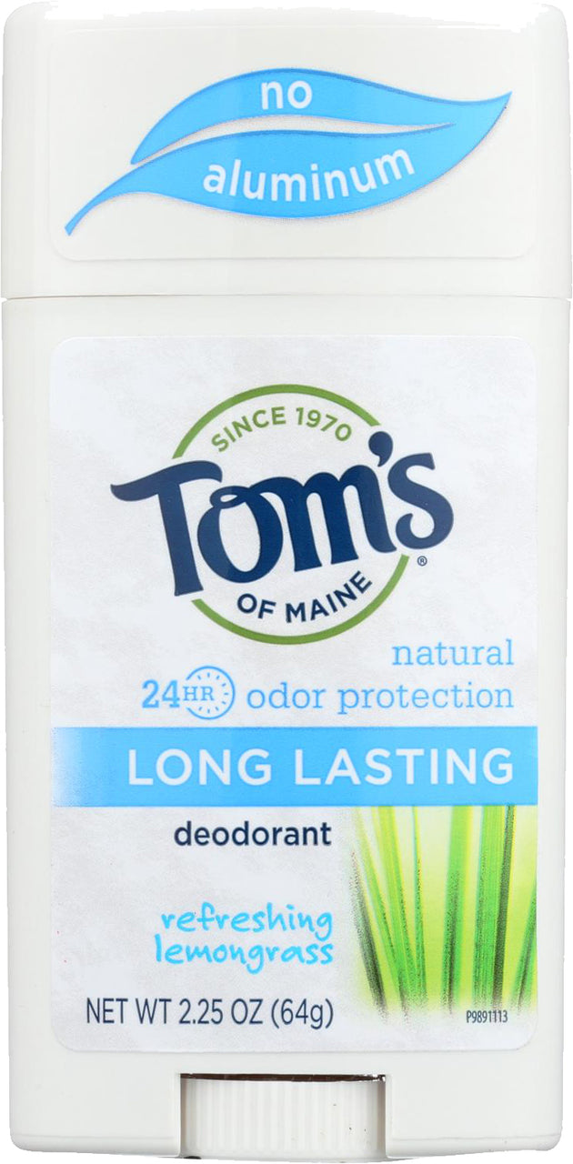 Long Lasting Deodorant, Refreshing Lemongrass Fragrance, 2.25 Oz (64 g) Stick , Brand_Tom's of Maine Form_Stick Size_2.25 Oz