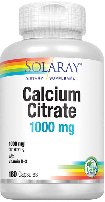 Calcium Citrate with Vitamin D-3, 180 Capsules , Brand_Solaray Form_Capsules Size_180 Caps