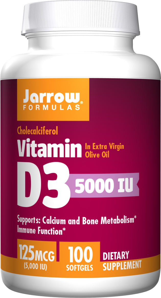 Vitamin D3, Cholecalciferol, 5,000 IU, 100 Softgels , Brand_Jarrow Formulas Form_Softgels Size_100 Softgels