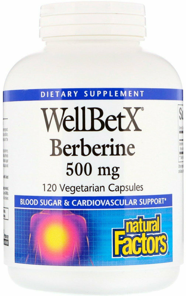 WellBetX Berberine, 500 mg, 120 Vegetarian Capsules , Brand_Natural Factors Form_Vegetarian Capsules Potency_500 mg Size_120 Caps