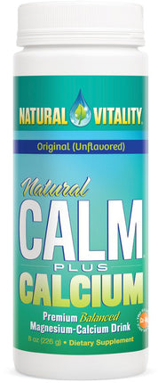 Natural Calm Plus Calcium Premium Balanced Magnnesium-Calcium Drink, Original Unflavored, 8 Oz (226 g) Powder