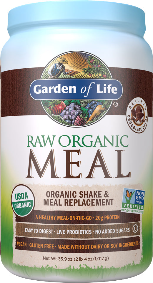 Raw Organic Meal Shake & Meal Replacement, Chocolate Flavor, 28 Servings , Brand_Garden of Life Flavor_Chocolate Form_Powder Size_28 Count