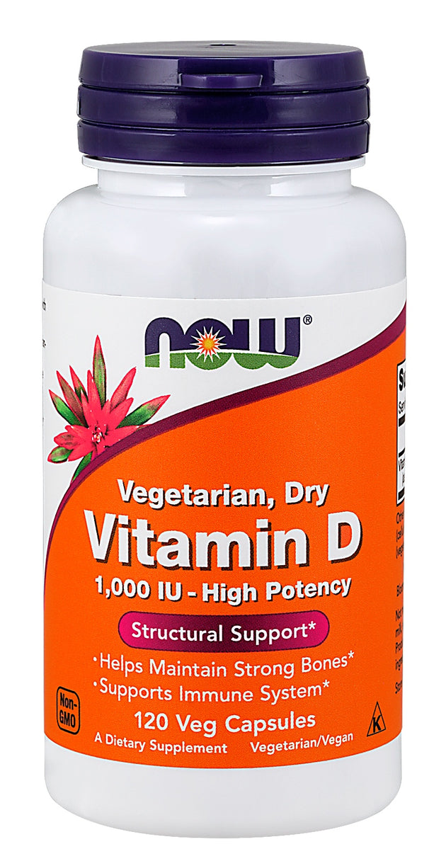 Vitamin D 1000 IU Dry, 120 Veg Capsules , Brand_NOW Foods Form_Veg Capsules Potency_1000 iu Size_120 Caps