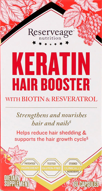 Keratin Hair Booster with Biotin & Resveratrol, 60 Capsules , Brand_Reserveage Form_Capsules Size_60 Caps