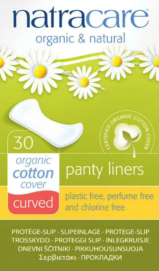 Panty Liners Organic Cotton Cover - Curved, 30 Pads , Brand_Natracare Form_Pads Size_30 Count
