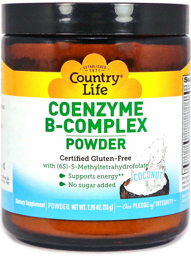 Coenzyme B-Complex, Coconut Flavor, 1.95 Oz Powder , Brand_Country Life Flavor_Coconut Form_Powder Size_1.95 Oz