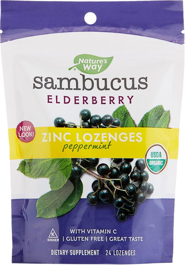 Sambucus Elderberry Zinc Lozenges, Peppermint Flavor, 24 Lozenges ,