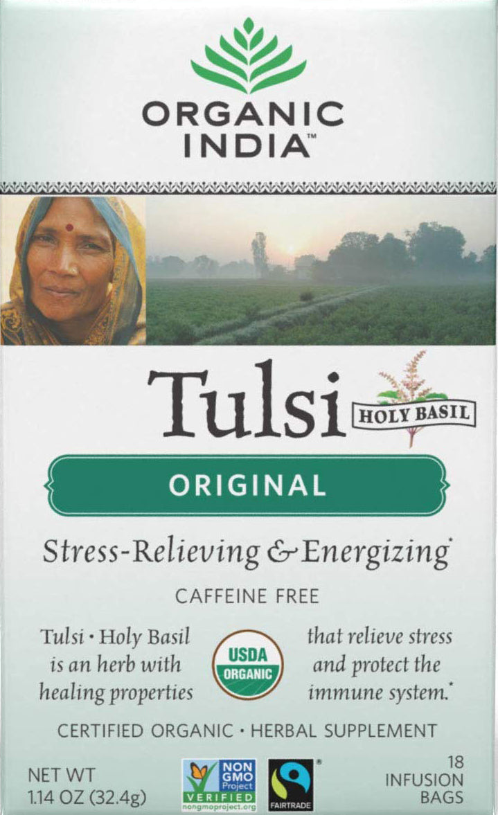 Original Tulsi, 1.14 Ounce (32.4 g) 18 Tea Bags , Ayurveda Brand_Organic India Form_Tea Bags Size_18 Count