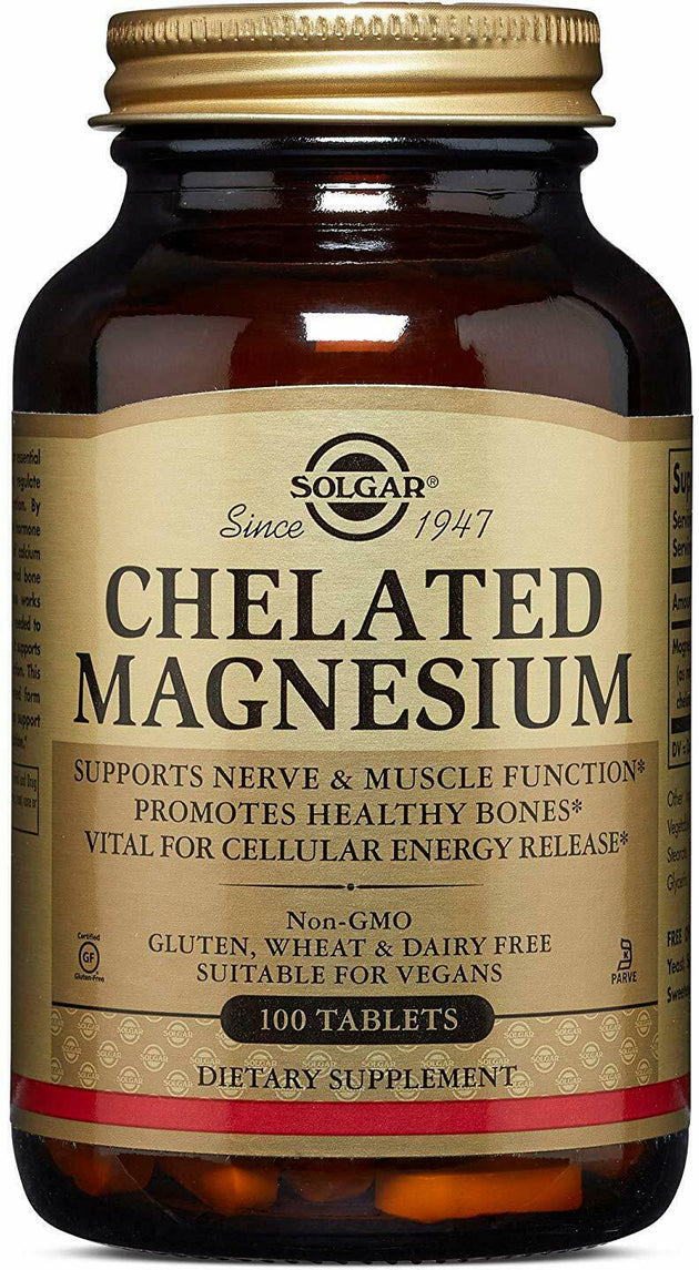 Chelated Magnesium, 100 Tablets , Brand_Solgar Form_Tablets Size_100 Tabs