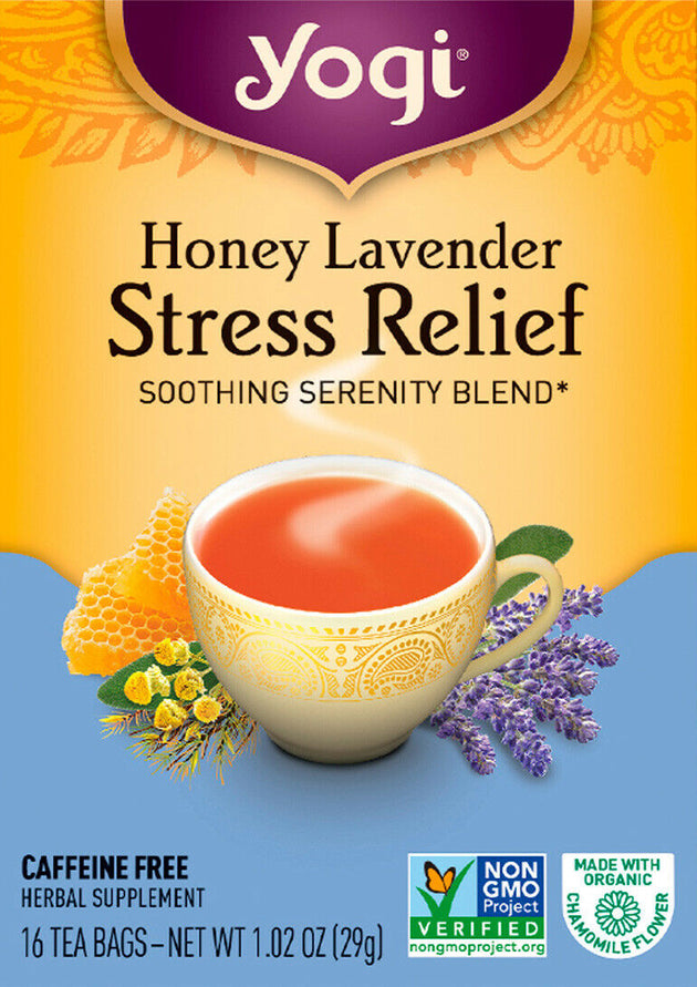 Stress Relief, Honey Lavender Flavor, 1.02 Oz (29 g) 16 Tea Bags , Brand_Yogi Tea Flavor_Honey Lavender Form_Tea Bags Size_16 Count