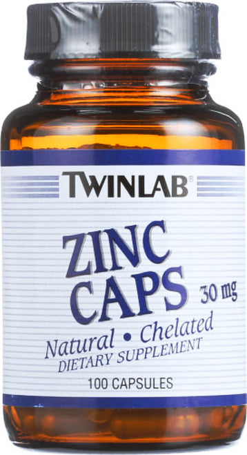 Zinc Caps, 30 mg, 100 Capsules , Brand_TwinLab Form_Capsules Potency_30 mg Size_90 Caps