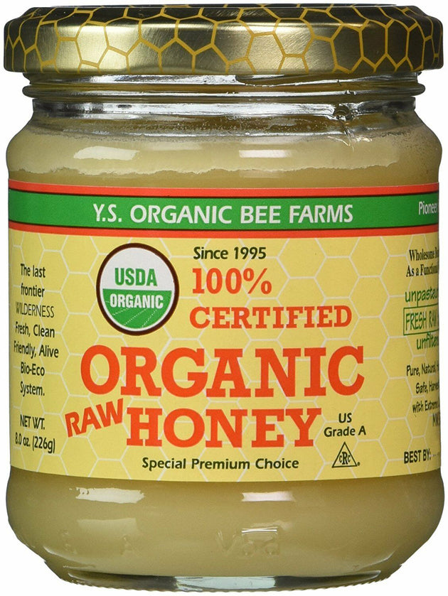 100% Certified Organic Raw Honey, 8 Oz (226 g) Honey , Brand_Ys Oganic Bee Farm Form_Honey Size_8 Oz
