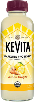 Sparkling Probiotic Drink, Lemon Ginger Flavor, 15.2 Fl Oz (450 mL) Liquid , Brand_Kevita Flavor_Lemon Ginger Form_Liquid Size_15.2 Fl Oz