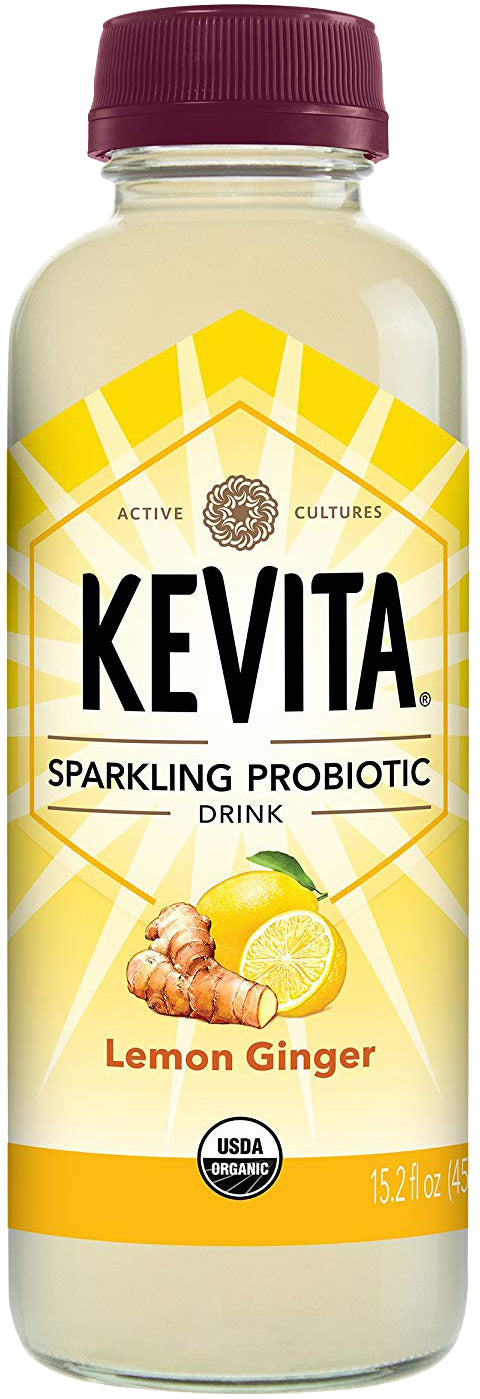 Sparkling Probiotic Drink, Lemon Ginger Flavor, 15.2 Fl Oz (450 mL) Liquid , Brand_Kevita Flavor_Lemon Ginger Form_Liquid Size_15.2 Fl Oz