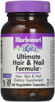 Ultimate Hair & Nail Formula, 60 Vegetable Capsules , Brand_Blue Bonnet Flavor_Unflavored Form_Vegetable Capsules Size_60 Caps