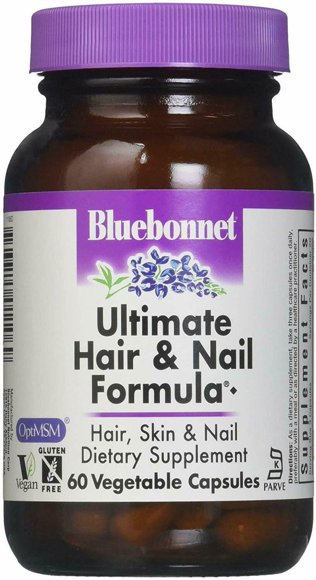 Ultimate Hair & Nail Formula, 60 Vegetable Capsules , Brand_Blue Bonnet Flavor_Unflavored Form_Vegetable Capsules Size_60 Caps