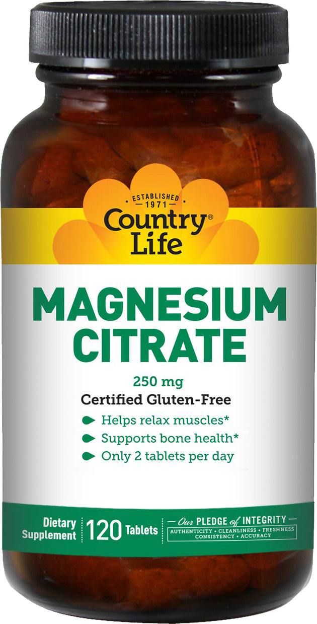 Magnesium Citrate 250 mg, 120 Tablets , Brand_Country Life Form_Tablets Potency_250 mg Size_120 Tabs
