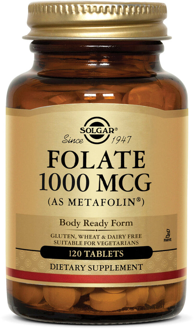 Folate 1000 mcg (as Metafolin), 120 Tablets , Brand_Solgar Form_Tablets Potency_1000 mcg Size_120 Tabs