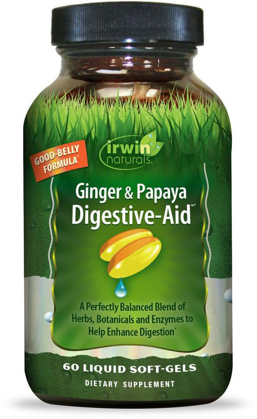 Ginger & Papaya Digestive-Aid, 60 Liquid Softgels , Brand_Irwin Naturals Form_Softgels Size_60 Softgels
