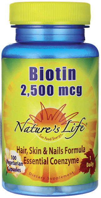 Biotin, 2500 mcg, 100 Vegetarian Capsules , Brand_Nature's Life Form_Vegetarian Capsules Potency_2500 mcg Size_100 Caps