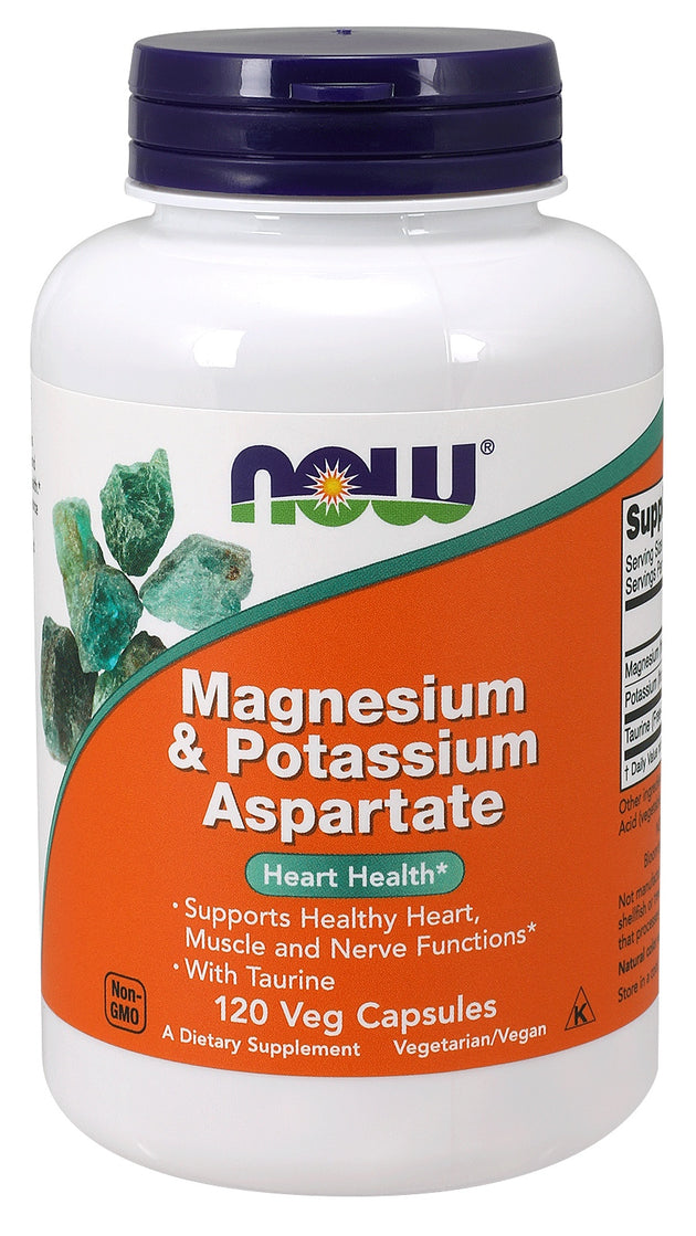 Magnesium & Potassium Aspartate, 120 Veg Capsules , Brand_NOW Foods Form_Veg Capsules Size_120 Caps
