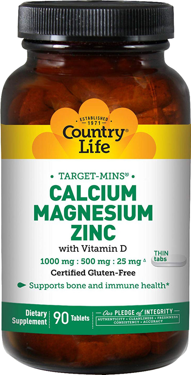 Calcium Magnesium Zinc with Vitamin D, 90 Vegetarian Capsules , Brand_Country Life Form_Vegetarian Capsules Size_90 Caps