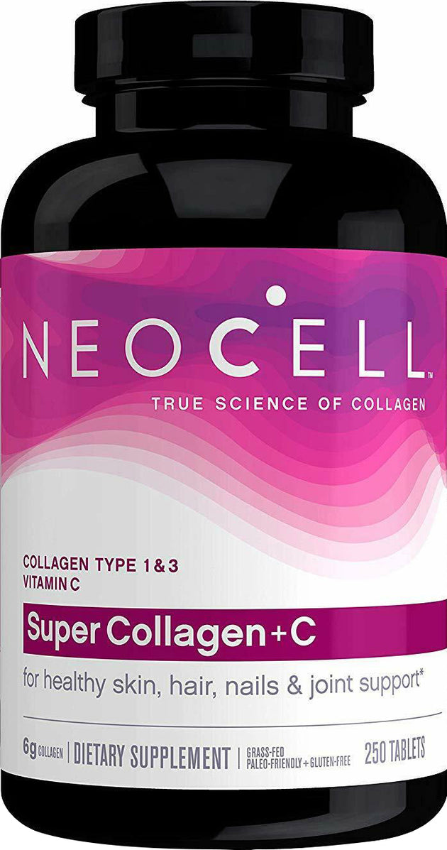 Super Collagen + C Type 1 & 3 Vitamin C, 6 g Collagen, 250 Tablets , Brand_Neocell Form_Tablets Potency_6 g Size_250 Tabs