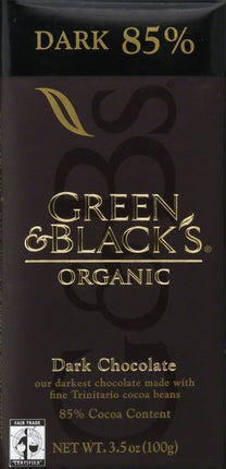 Organic 85% Dark Chocolate made with Trinitario Cocoa Beans, 3.5 Oz (100 g) Bar , Brand_Green and Black Form_Bar Size_3.5 Oz