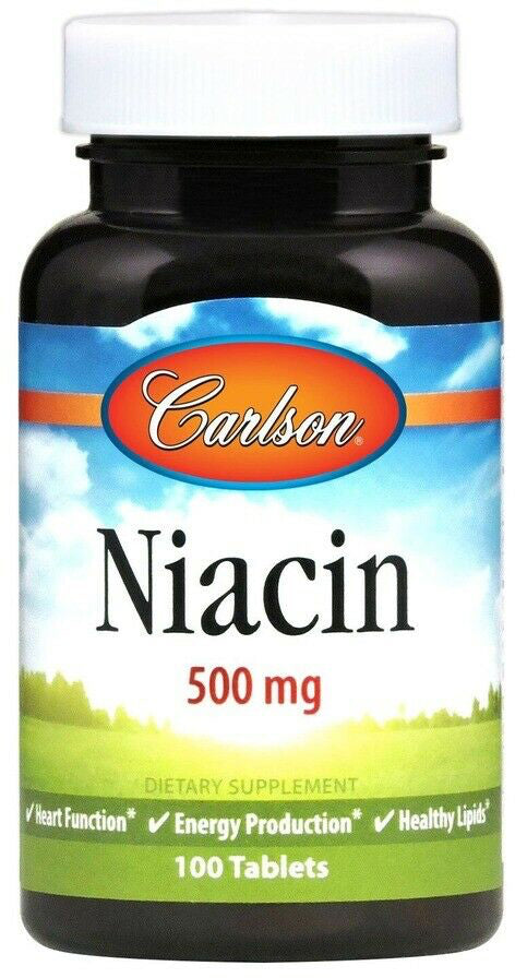 Niacin, 500 mg, 100 Tablets , Brand_Carlson Labs Form_Tablets Potency_500 mg Size_100 Tabs