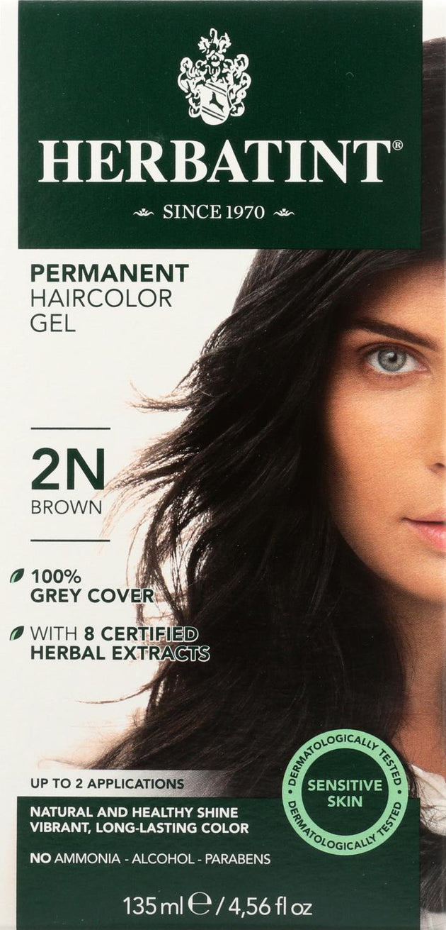 Permanent Herbal Hair Color Gel 2N Brown, 4.56 Fl Oz (135 mL) Gel , Brand_Herbatint Form_Gel Size_4 Fl Oz