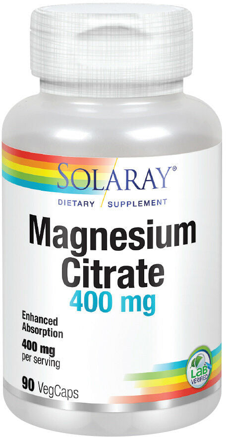 Magnesium Citrate 400 mg, 90 Capsules , Brand_Solaray Form_Capsules Potency_400 mg Size_90 Caps