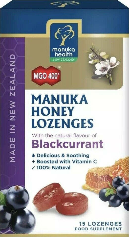 Manuka Honey Lozenges with Propolis, Blackcurrant Flavor, 15 Lozenges , Brand_Manuka Health Flavor_Blackcurrant Form_Lozenges Size_15 Lozenges