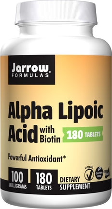 Alpha Lipoic Acid with Biotin, 100 mg, 180 Tablets , Brand_Jarrow Formulas Potency_100 mg Size_180 Tabs