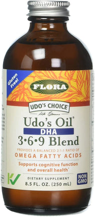 Udo's Oil®️ DHA, 3 · 6 · 9 Blend, 8.5 Oz (250 mL) Oil