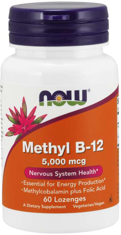 Methyl B-12 5,000 mcg, 60 Lozenges , Brand_NOW Foods Form_Lozenges Potency_5000 mcg Size_60 Lozenges