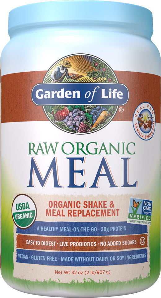 Raw Organic Meal Shake & Meal Replacement, Vanilla Spiced Chai, 32 Oz (907 g) Powder , Brand_Garden of Life Flavor_Vanilla Chai Form_Powder Size_32 Oz