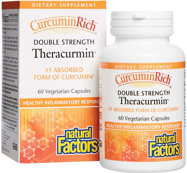 CurcuminRich® Double Strength Theracurmin®, 60 Vegetarian Capsules , Brand_Natural Factors Form_Vegetarian Capsules Size_60 Caps