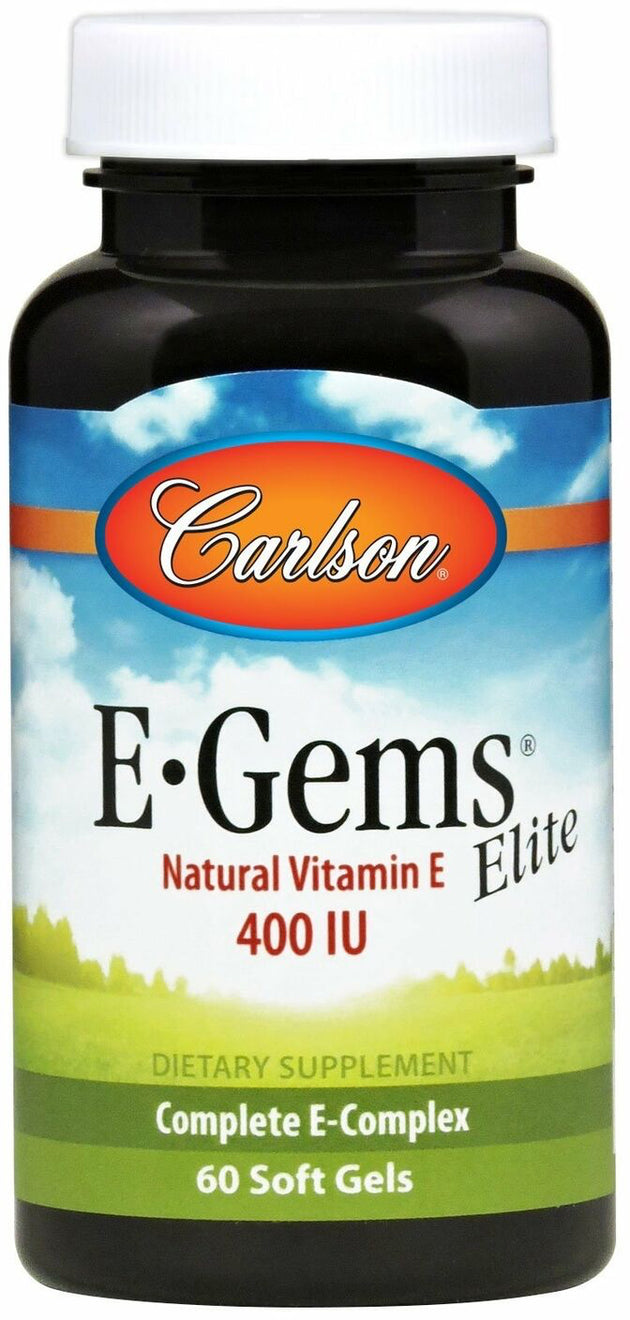 E-Gems Elite Natural Vitamin E, 400 IU, 60 Softgels , Brand_Carlson Labs Form_Softgels Potency_400 IU Size_60 Softgels
