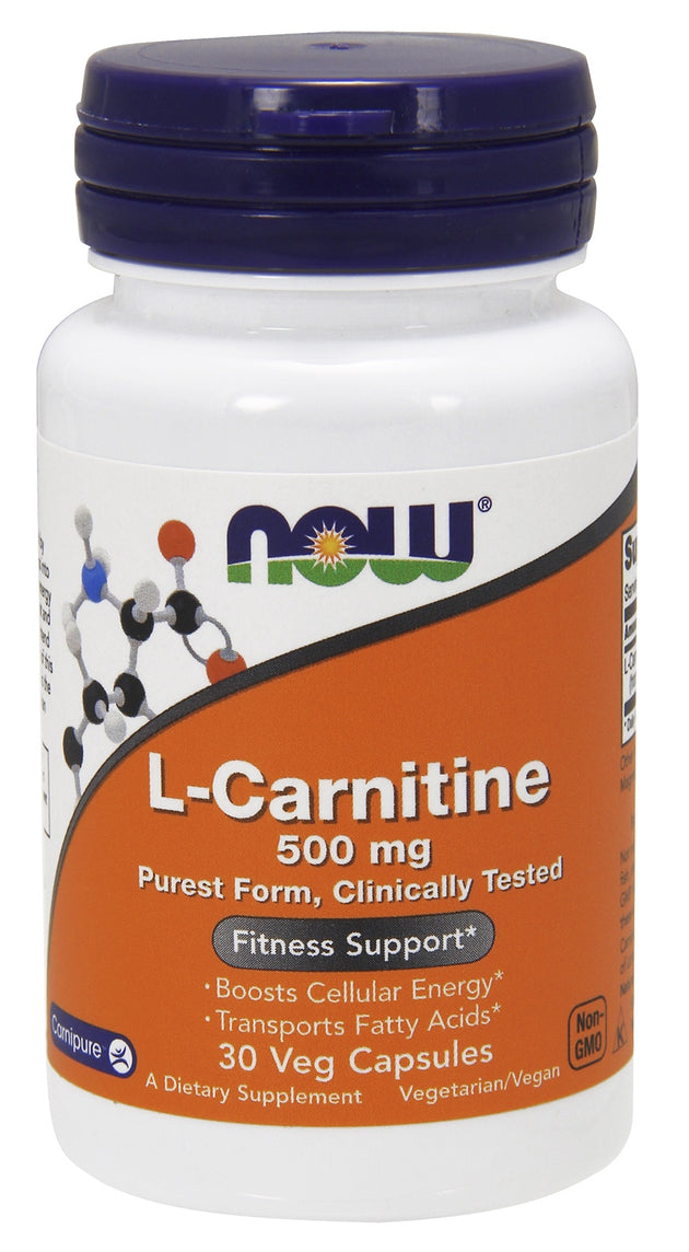 L-Carnitine 500 mg, 30 Veg Capsules , Brand_NOW Foods Form_Veg Capsules Potency_500 mg Size_30 Caps