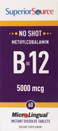 Methylcobalamin B12, 5000 mcg, 60 Instant Dissolve Tablets , Brand_Superior Source Form_Instant Dissolve Tablets Potency_5000 mcg Size_60 Tabs