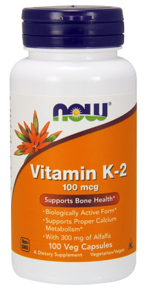 Vitamin K-2 100 mcg, 100 Veg Capsules , Brand_NOW Foods Form_Veg Capsules Potency_100 mcg Size_100 Caps