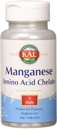 Manganese Amino Acid Chelate, 100 Tablets , Brand_Kal Form_Tablets Size_100 Tabs