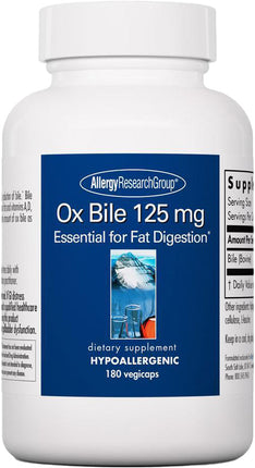 Ox Bile, 125 mg, 180 Vegetarian Capsules , Brand_Allergy Research Group