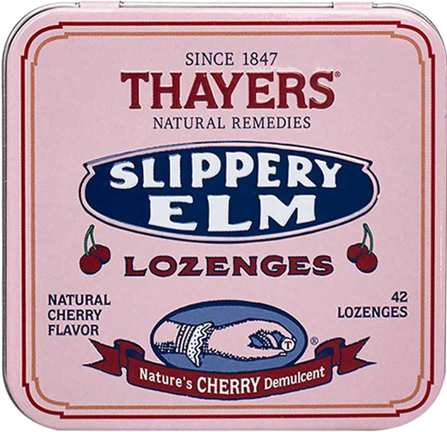 Slippery Elm Lozenges, Natural Cherry Flavor, 42 Lozenges , Brand_Thayers Flavor_Cherry Form_Lozenges Size_42 Lozenges